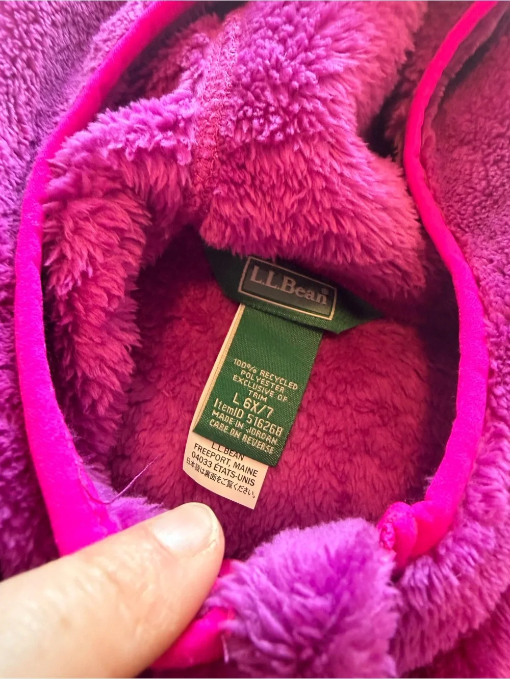 L.L. Bean Kids Plush Half-Zip Hoodie in Bright Magenta